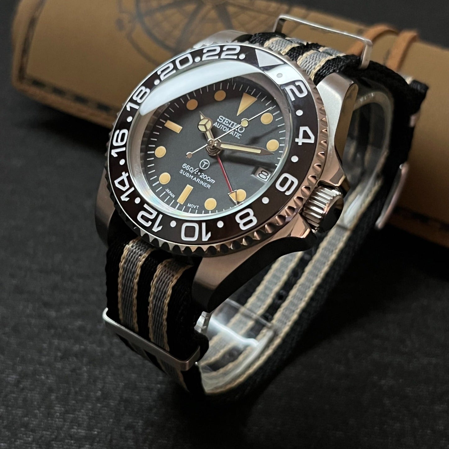Custom SeikoVintage Milsub GMT JB Mod - 44MM - Steel 904L