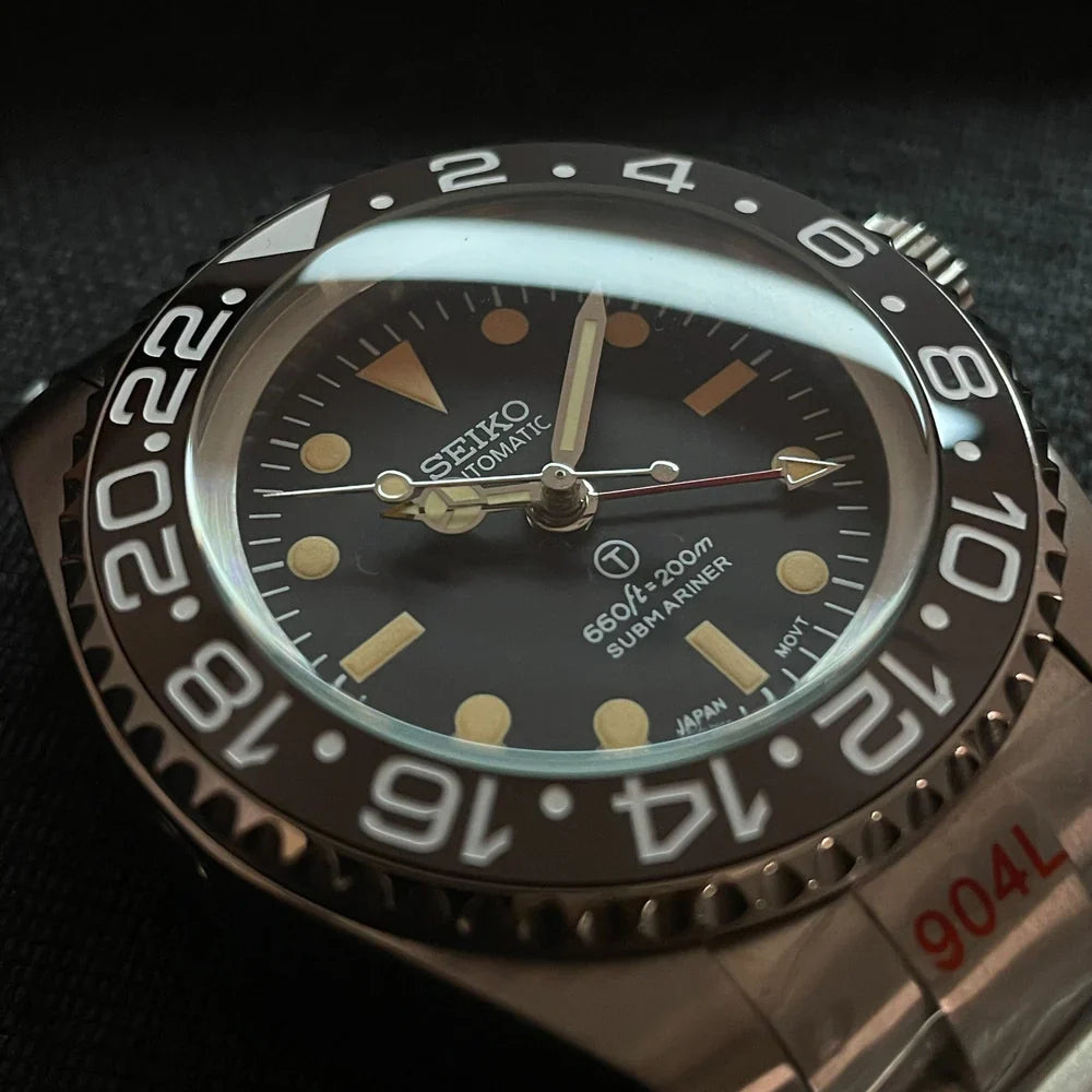 Custom SeikoVintage Milsub GMT JB Mod - 44MM - Steel 904L