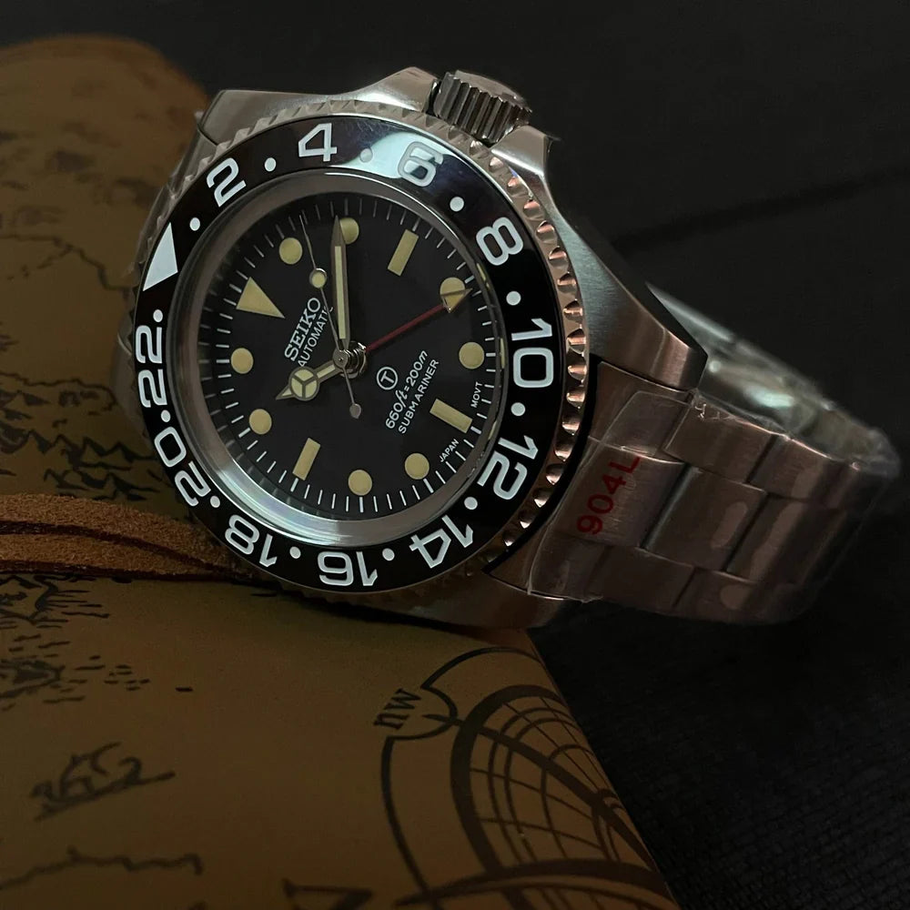 Custom SeikoVintage Milsub GMT JB Mod - 44MM - Steel 904L