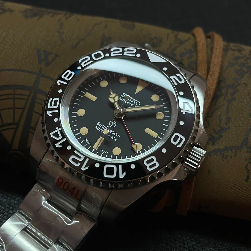 Custom SeikoVintage Milsub GMT JB Mod - 44MM - Steel 904L