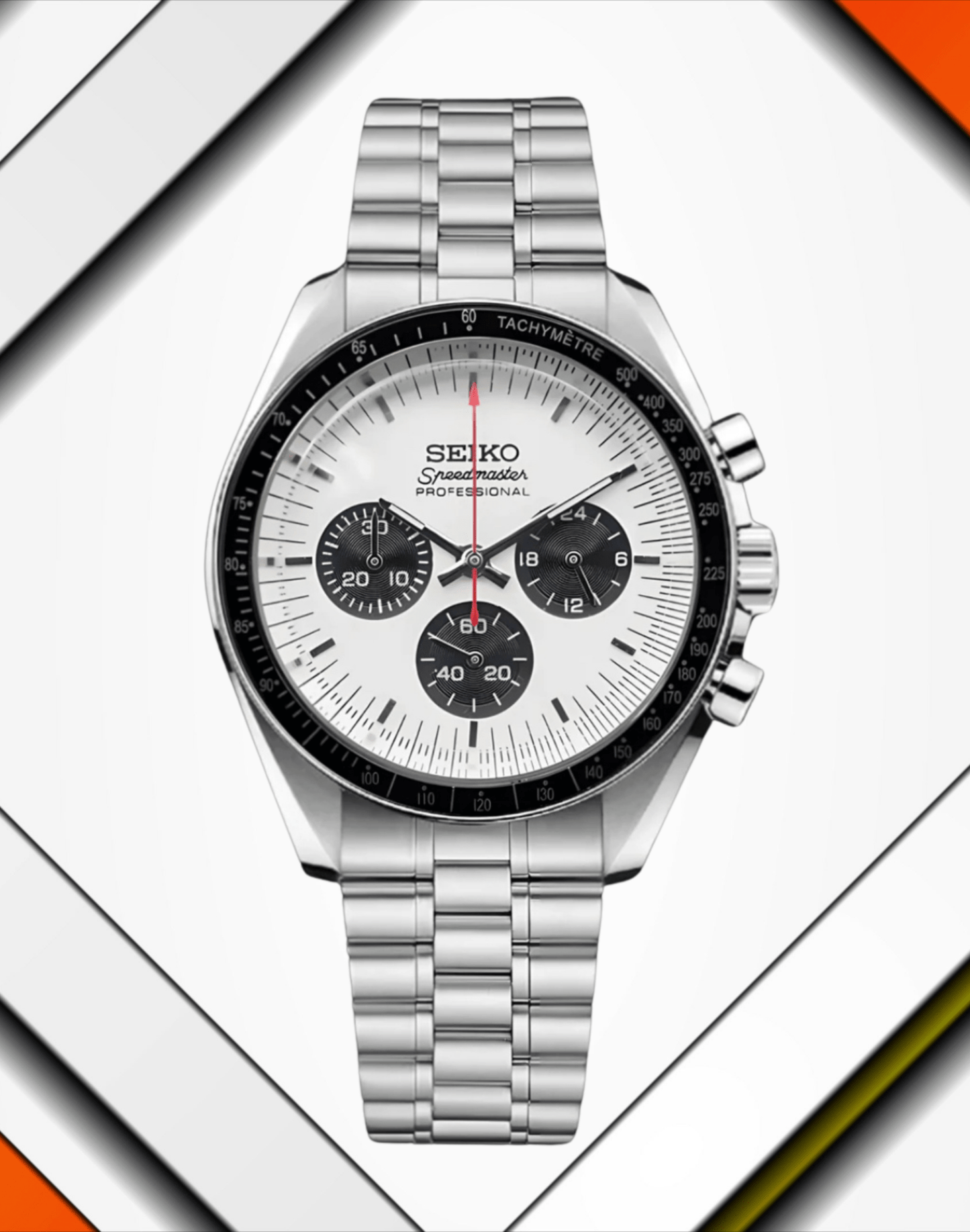 SeikoMod Speedmaster Moonwatch White - Orange